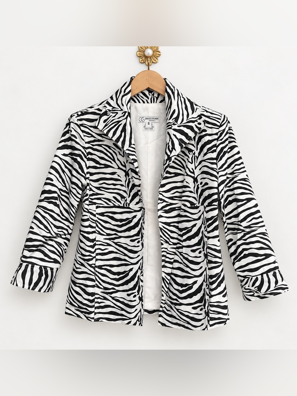 Grace Chuang New York Zebra Print Jacket Women’s Small Black White